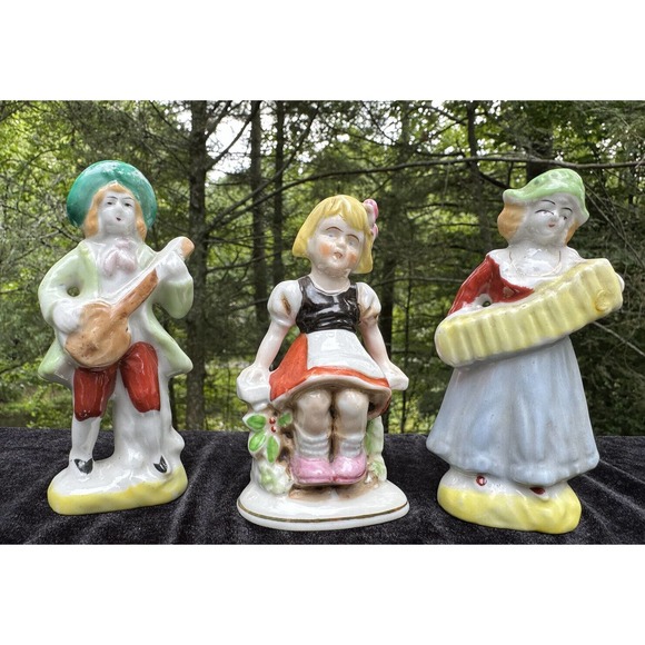 H & H Accents Vintage Occupied Japan Figurines Playing Music Girl